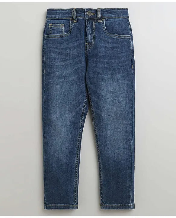 Blue Denim Pent with Wrinkles For Boys