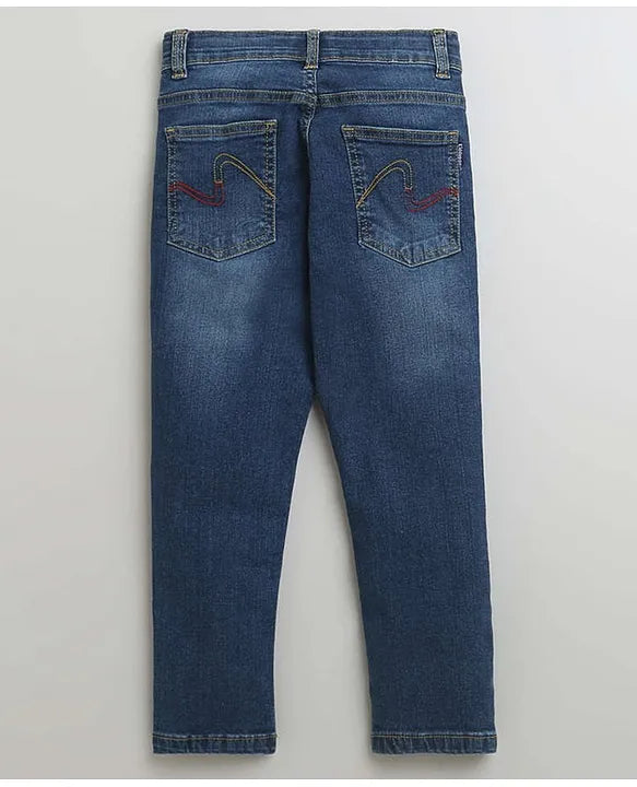 Blue Denim Pent with Wrinkles For Boys