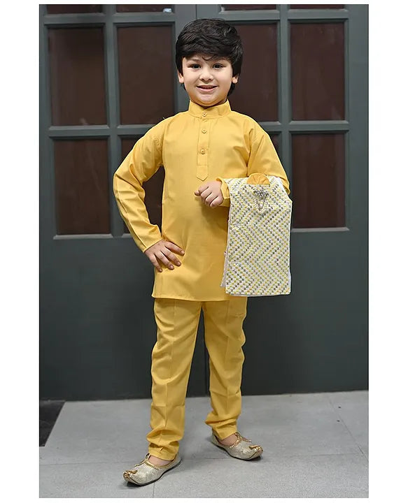 Golden Kurta Shalwar For Boys